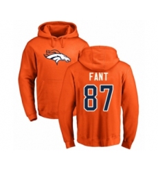 Football Denver Broncos #87 Noah Fant Orange Name & Number Logo Pullover Hoodie