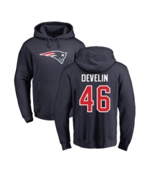 Football New England Patriots #46 James Develin Navy Blue Name & Number Logo Pullover Hoodie