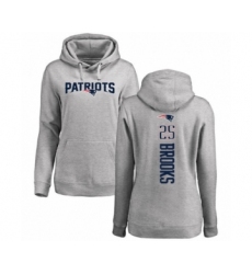 Football Women's New England Patriots #25 Terrence Brooks Ash Backer Pullover Hoodie