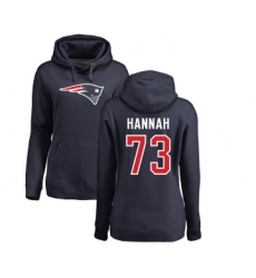 Football Women's New England Patriots #73 John Hannah Navy Blue Name & Number Logo Pullover Hoodie