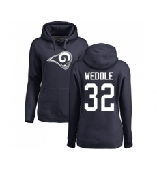 Football Women's Los Angeles Rams #32 Eric Weddle Navy Blue Name & Number Logo Pullover Hoodie