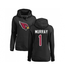 Football Women's Arizona Cardinals #1 Kyler Murray Black Name & Number Logo Pullover Hoodie