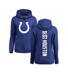 Football Women's Indianapolis Colts #99 Justin Houston Royal Blue Backer Pullover Hoodie