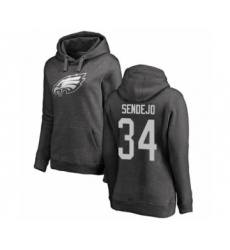 Women's Philadelphia Eagles #34 Andrew Sendejo Ash One Color Pullover Hoodie