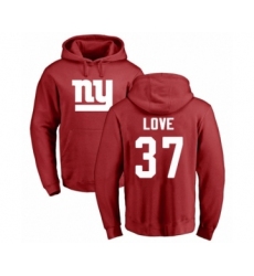 Football New York Giants #37 Julian Love Red Name & Number Logo Pullover Hoodie