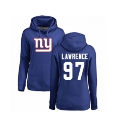 Football Women's New York Giants #97 Dexter Lawrence Royal Blue Name & Number Logo Pullover Hoodie