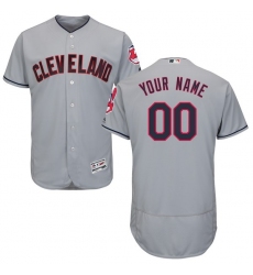 Men's Cleveland Indians Majestic Road Gray Flex Base Authentic Collection Custom Jersey