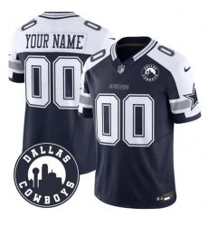 Men's Dallas Cowboys Active Player Custom White Navy Alternate 2025 F.U.S.E Dallas City Patch Vapor Untouchable Limited Football Stitched Game Jersey