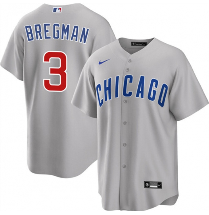 Men's Chicago Cubs #3 Alex Bregman Gray 2026 Cool Base Limited Stitched Baseball Jersey