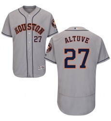 Men's Majestic Houston Astros #27 Jose Altuve Grey Road Flex Base Authentic Collection MLB Jersey