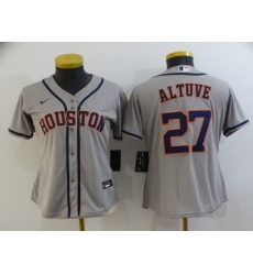 Women's Houston Astros #27 Jose Altuve Authentic Grey Bound Baseball Jersey