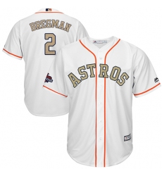 Men's Majestic Houston Astros #2 Alex Bregman Replica White 2018 Gold Program Cool Base MLB Jersey