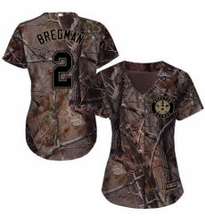 Women's Majestic Houston Astros #2 Alex Bregman Authentic Camo Realtree Collection Flex Base MLB Jersey
