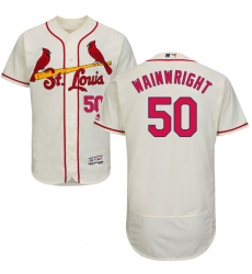 Men's Majestic St. Louis Cardinals #50 Adam Wainwright Cream Alternate Flex Base Authentic Collection MLB Jersey
