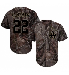 Men's Majestic Los Angeles Dodgers #22 Clayton Kershaw Authentic Camo Realtree Collection Flex Base MLB Jersey