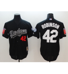 Men's Los Angeles Dodgers #42 Jackie Robinson Black Throwback Jersey