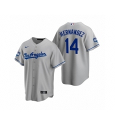 Men's Los Angeles Dodgers #14 Enrique Hernandez Gray 2020 World Series Champions Road Replica Jersey