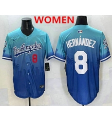 Women's Los Angeles Dodgers #8 Enrique Hernandez Blue 2025 City Connect Limited Stitched Jersey