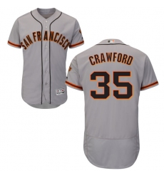 Men's Majestic San Francisco Giants #35 Brandon Crawford Grey Road Flex Base Authentic Collection MLB Jersey