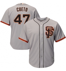 Men's Majestic San Francisco Giants #47 Johnny Cueto Replica Grey Road 2 Cool Base MLB Jersey