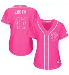 Women's Majestic San Francisco Giants #47 Johnny Cueto Replica Pink Fashion Cool Base MLB Jersey