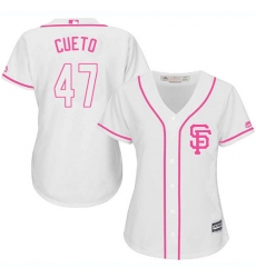 Women's Majestic San Francisco Giants #47 Johnny Cueto Replica White Fashion Cool Base MLB Jersey