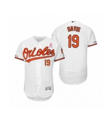 Men's 2019 Mothers Day Chris Davis Baltimore Orioles #19 White Flex Base Home Jersey