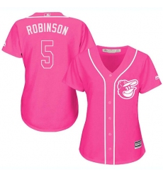 Women's Majestic Baltimore Orioles #5 Brooks Robinson Authentic Pink Fashion Cool Base MLB Jersey