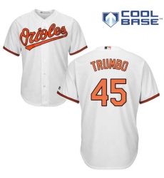 Youth Majestic Baltimore Orioles #45 Mark Trumbo Authentic White Home Cool Base MLB Jersey