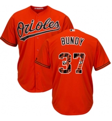 Men's Majestic Baltimore Orioles #37 Dylan Bundy Authentic Orange Team Logo Fashion Cool Base MLB Jersey