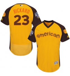 Men's Majestic Baltimore Orioles #23 Joey Rickard Yellow 2016 All-Star American League BP Authentic Collection Flex Base MLB Jersey