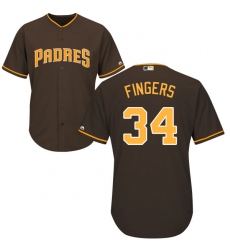 Men's Majestic San Diego Padres #34 Rollie Fingers Replica Brown Alternate Cool Base MLB Jersey