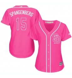 Women's Majestic San Diego Padres #15 Cory Spangenberg Replica Pink Fashion Cool Base MLB Jersey
