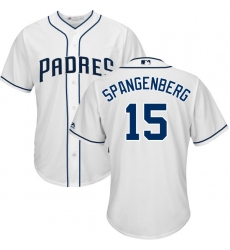 Youth Majestic San Diego Padres #15 Cory Spangenberg Replica White Home Cool Base MLB Jersey