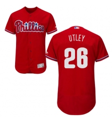 Men's Majestic Philadelphia Phillies #26 Chase Utley Red Alternate Flex Base Authentic Collection MLB Jersey