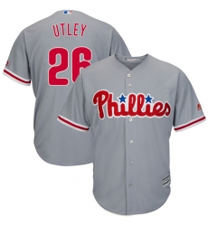 Men's Majestic Philadelphia Phillies #26 Chase Utley Replica Grey Road Cool Base MLB Jersey