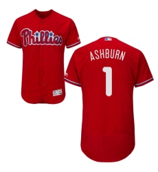Men's Majestic Philadelphia Phillies #1 Richie Ashburn Red Alternate Flex Base Authentic Collection MLB Jersey