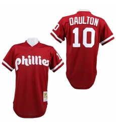 Men's Mitchell and Ness Philadelphia Phillies #10 Darren Daulton Authentic Red 1991 Throwback MLB Jersey