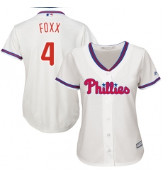 Women's Majestic Philadelphia Phillies #4 Jimmy Foxx Replica Cream Alternate Cool Base MLB Jersey