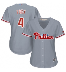 Women's Majestic Philadelphia Phillies #4 Jimmy Foxx Replica Grey Road Cool Base MLB Jersey