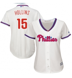 Women's Majestic Philadelphia Phillies #15 Dave Hollins Replica Cream Alternate Cool Base MLB Jersey