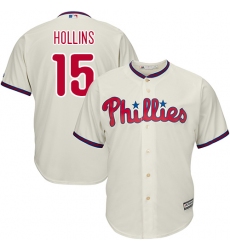 Youth Majestic Philadelphia Phillies #15 Dave Hollins Replica Cream Alternate Cool Base MLB Jersey