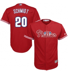 Youth Majestic Philadelphia Phillies #20 Mike Schmidt Replica Red Alternate Cool Base MLB Jersey