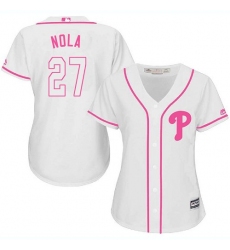 Women's Majestic Philadelphia Phillies #27 Aaron Nola Authentic White Fashion Cool Base MLB Jersey