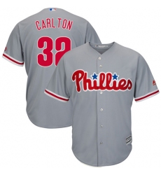 Men's Majestic Philadelphia Phillies #32 Steve Carlton Replica Grey Road Cool Base MLB Jersey