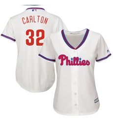 Women's Majestic Philadelphia Phillies #32 Steve Carlton Authentic Cream Alternate Cool Base MLB Jersey