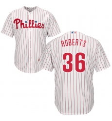Men's Majestic Philadelphia Phillies #36 Robin Roberts Replica White/Red Strip Home Cool Base MLB Jersey