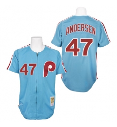 Men's Mitchell and Ness Philadelphia Phillies #47 Larry Andersen Replica Blue 1984 Throwback MLB Jersey