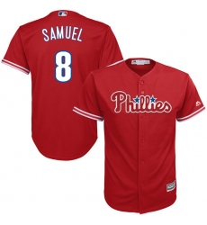 Men's Majestic Philadelphia Phillies #8 Juan Samuel Replica Red Alternate Cool Base MLB Jersey
