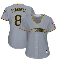 Women's Majestic Pittsburgh Pirates #8 Willie Stargell Authentic Grey Road Cool Base MLB Jersey